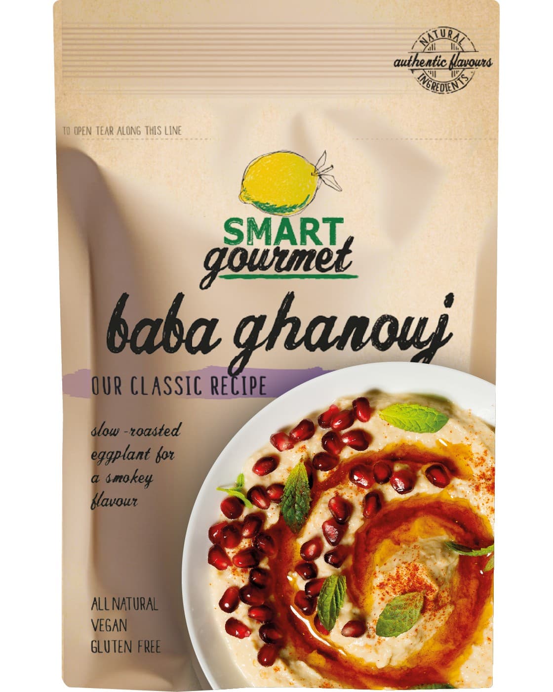 Smart Gourmet Baba Ghanouj pouch, our classic recipe